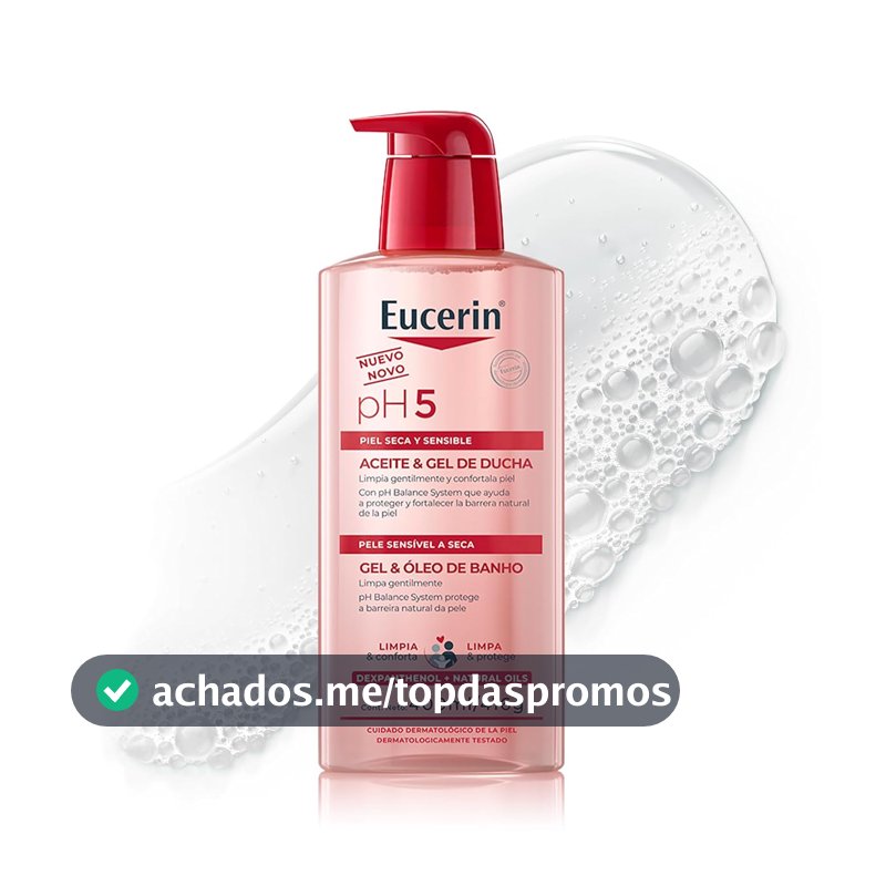 Eucerin PH5 Gel e Óleo de Banho 400ml - Limpa gentilmente e protege a barreira natural da pele