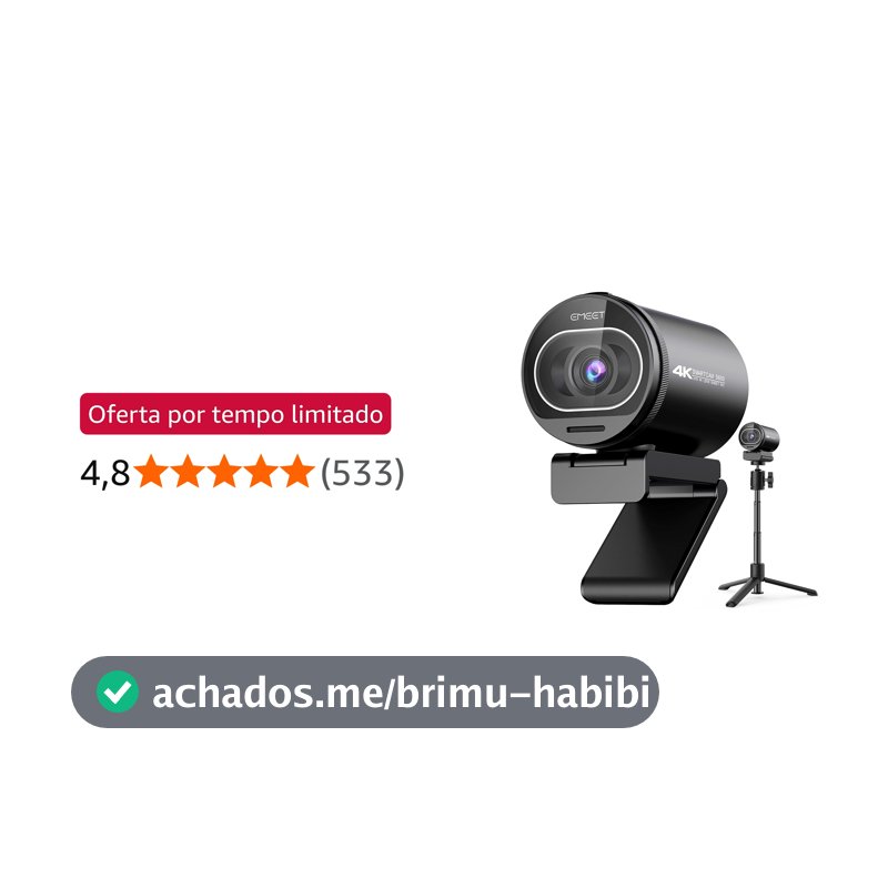 EMEET Webcam 4K, webcam S600 com tripé, 2 microfones de redução de ruído, FOV ajustável de 40° a 73°, foco automático PDAF, capa de privacidade integrada, câmera de streaming para jogos, chamadas de