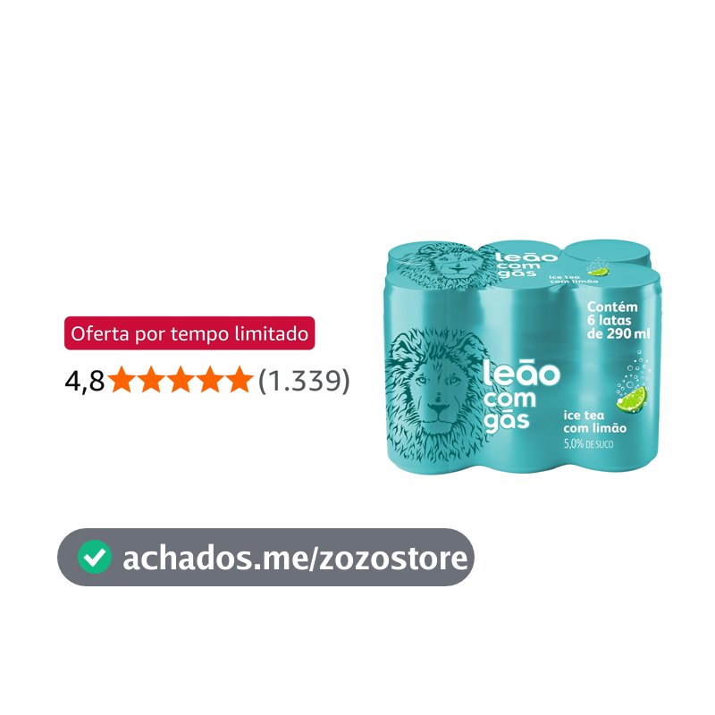 Pack Leão com Gás Ice Tea Zero com Limão 290ml, 6 unidades