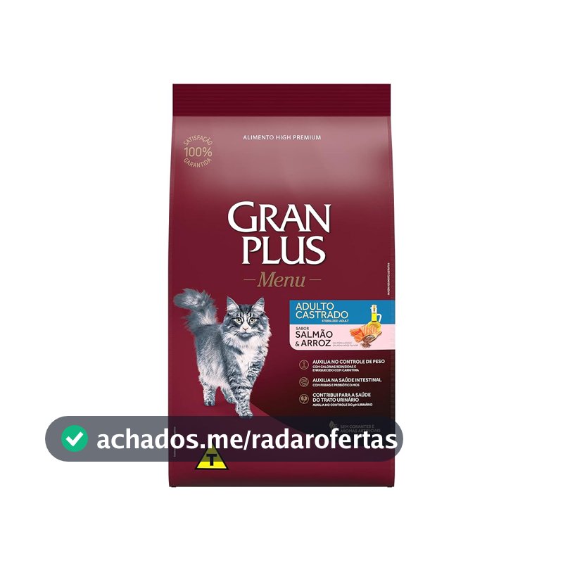 GRANPLUS GATOS CASTRADO SALMÃO E ARROZ 1X10,1kg