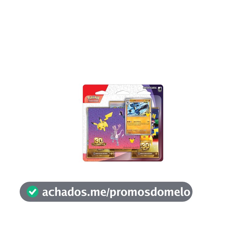 Pokémon TCG, Celebração de 30 anos – Blister Triplo com Adesivo Pokémon Lucario