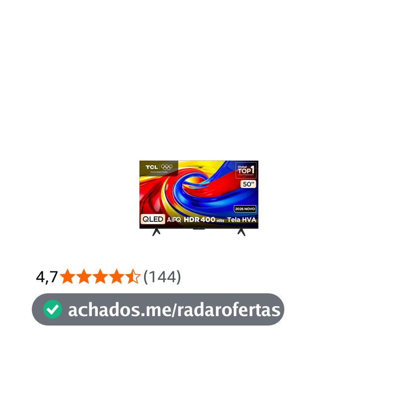 Smart TV TCL 50 Polegadas QLED 4K P7L WiFi Bluetooth Google TV HDR10+ 60 Hz AIPQ 50P7L