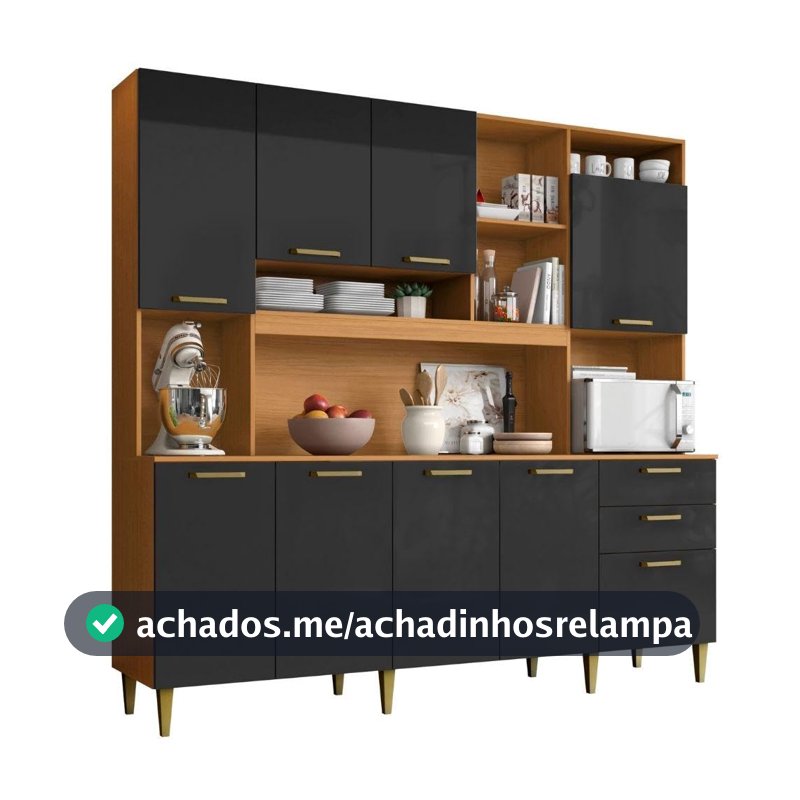 Armário de Cozinha Completa Aramóveis Kit Mega 9 Portas 2 Gavetas