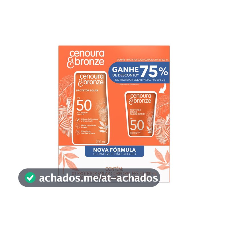 Kit Cenoura & Bronze Protetor Solar 200ml+ Protetor Solar Facial 50g - FPS 50