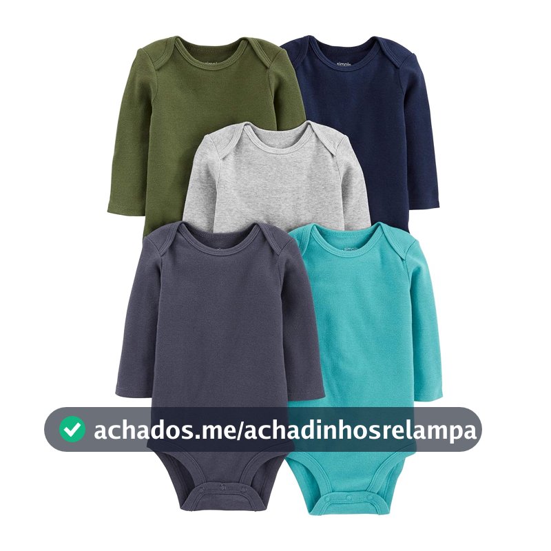 Body Pacote com 5 bodies de manga comprida Simple Joys by Carter'sUnisex Bebê