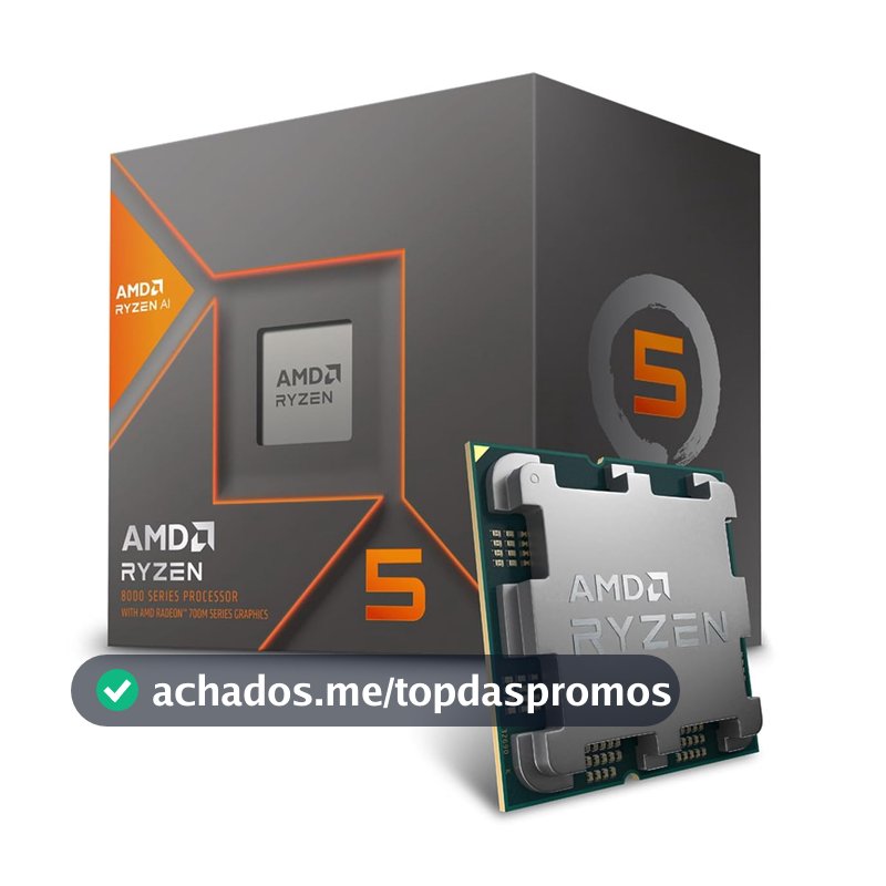 Processador AMD Ryzen 5 8600G Box (AM5/6 Cores/12 Threads/5.0GHz/22MB Cache/Wraith Stealth/Radeon 760M/AMD Ryzen AI)