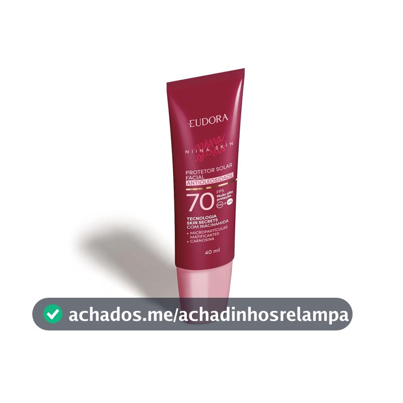 EUDORA NIINA SKIN PROTETOR SOLAR FACIAL ANTIOLEOSIDADE FPS 70 REGULAR 40g