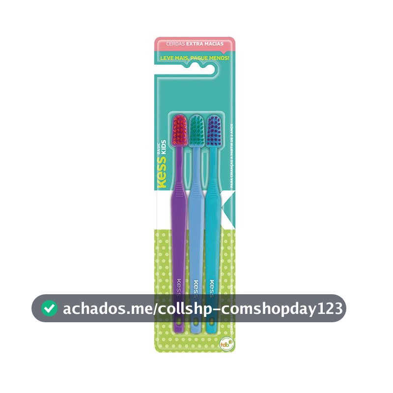Kess Combo Infantil Com 3 Escovas Multicor