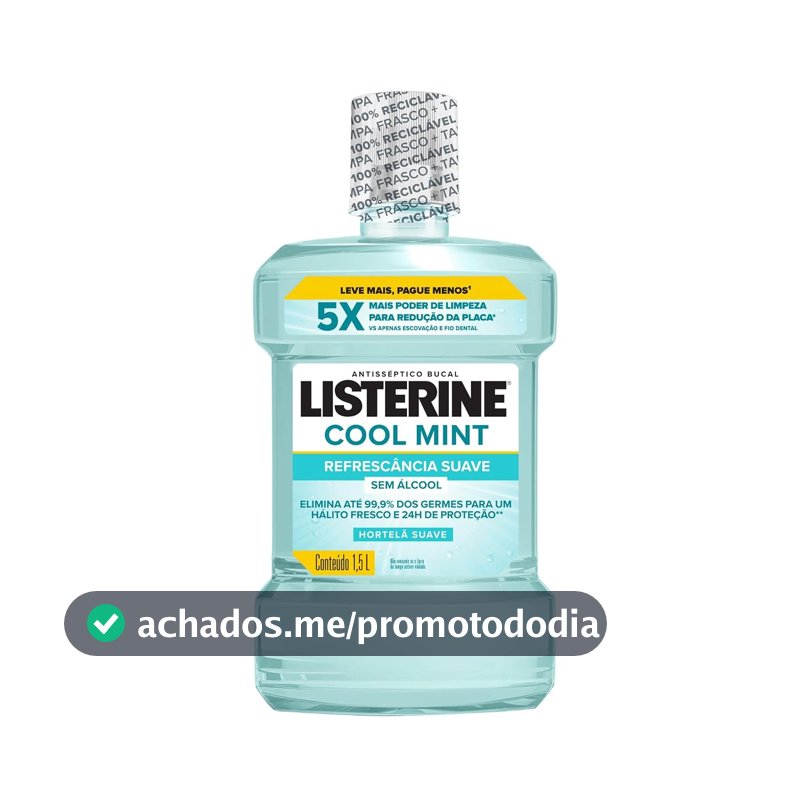 Enxaguante Bucal Listerine Cool Mint, Sem Álcool, 1,5L