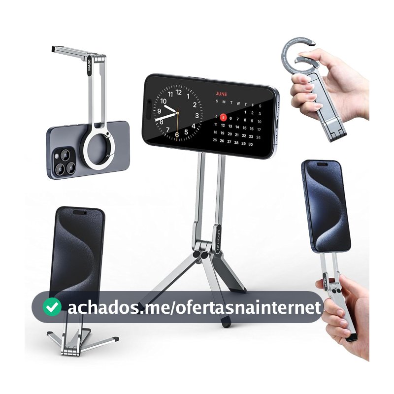 ULANZI MA30 Suporte de tripé magnético para iPhone - Maglock de alumínio para smartphone Mini tripé bolso suporte para celular ímã forte suporte rápido compatível com iPhone 17 16 15 14 13 12 séries