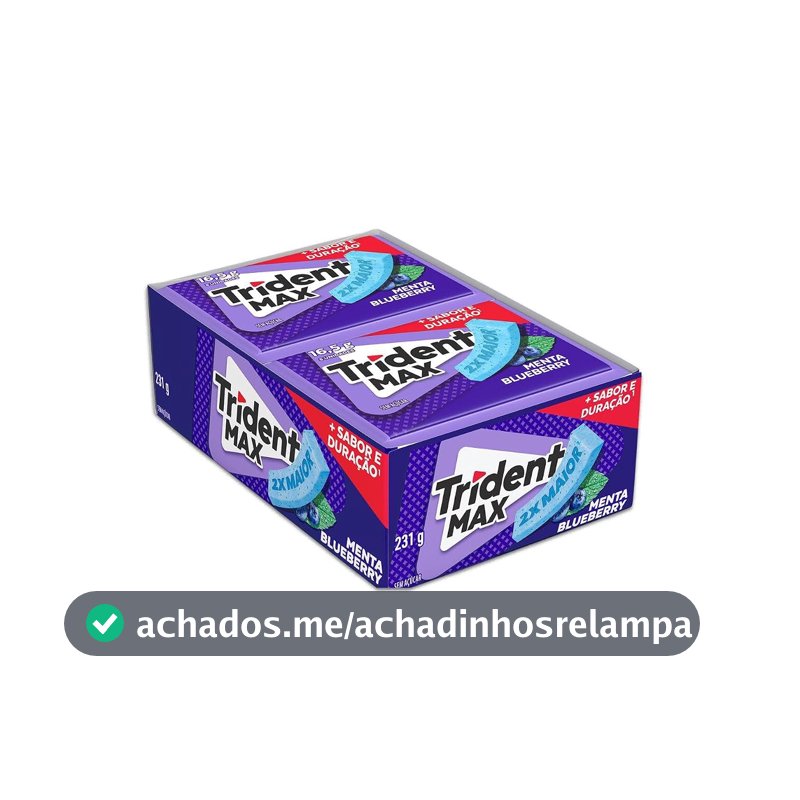 Chiclete Trident Max Menta Blueberry Sem Açúcar - Caixa com 14 unid. de 16,5g