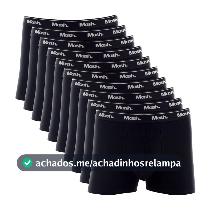 Kit 10 Cuecas Mash Masculina Boxer Algodão Cotton Macio Respirável Cós Elástico 35mm Cavalo Alongado