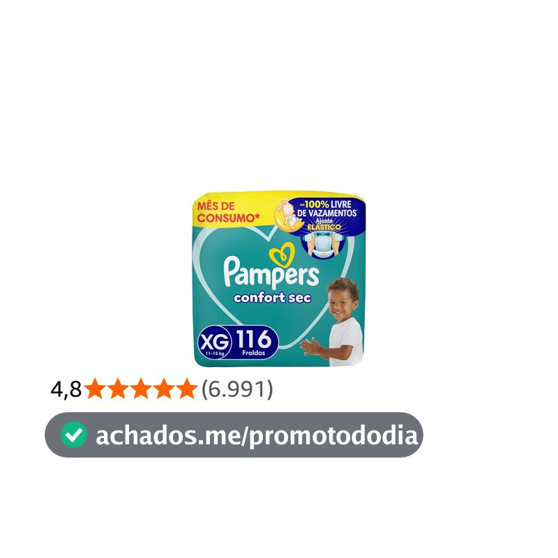 Fralda Pampers Confort Sec Tamanho XG 116 Unidades