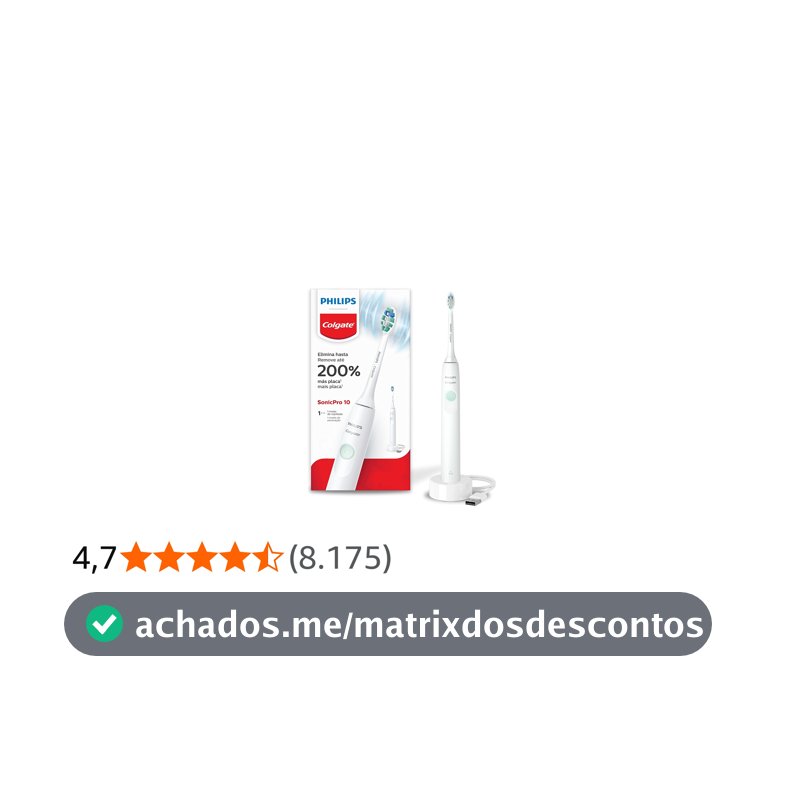 Philips Colgate SonicPro 10 Escova de Dente Elétrica, Recarregável, Bivolt