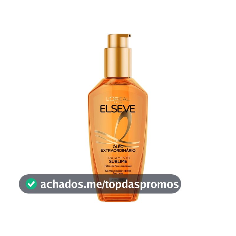 L'Oréal Paris Elseve Óleo Extraordinário Finalizador Capilar, Nutrição Profunda com 6 Óleos Preciosos, Anti-Frizz, Proteção Térmica até 230°C, Brilho Intenso para Todos os Tipos de Cabelo, 100ml
