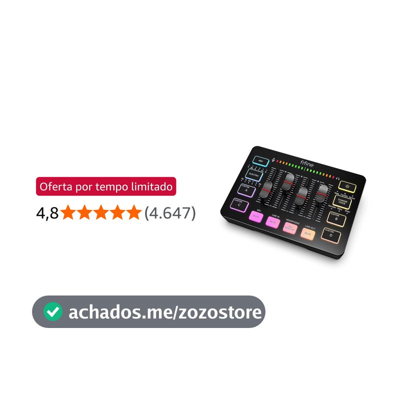 FIFINE SC3 Mesa de Som Gamer para Streaming/Podcast/Gravação/Vocal