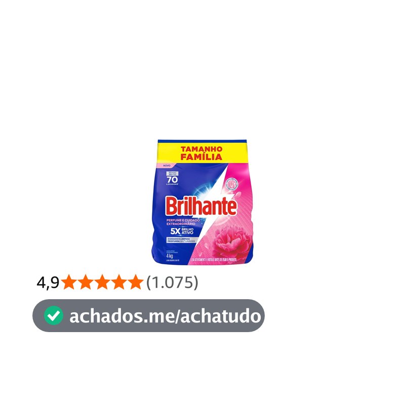 Brilhante Lava-Roupas em Pó Perfume e Cuidado Extraordinário Pacote 4kg