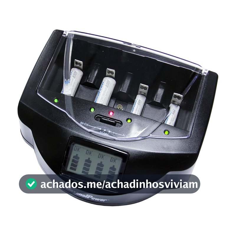 MaximalPower Carregador rápido universal FC999 para pilhas alcalinas, RAM, Ni-MH, Ni-CD, AA, AAA, C, D, 9V, preto