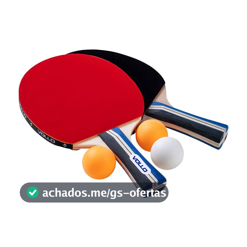 Vollo Kit Tênis de Mesa 2 Raquetes + 3 Bolas