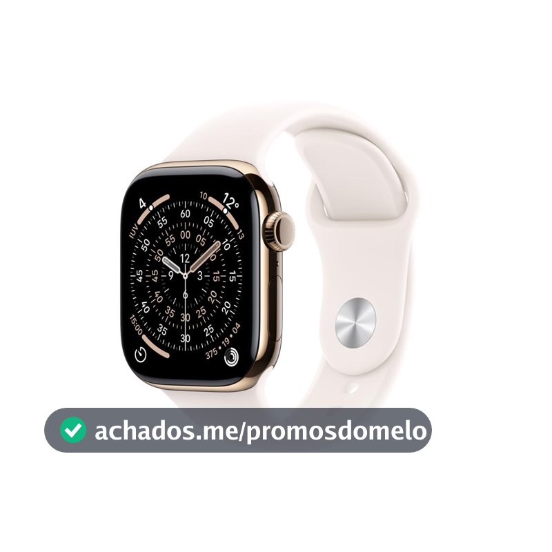 Apple Watch Series 11 GPS + Cellular, Caixa em titânio dourado de 46 mm com Bracelete desportiva rosa leve - P/M