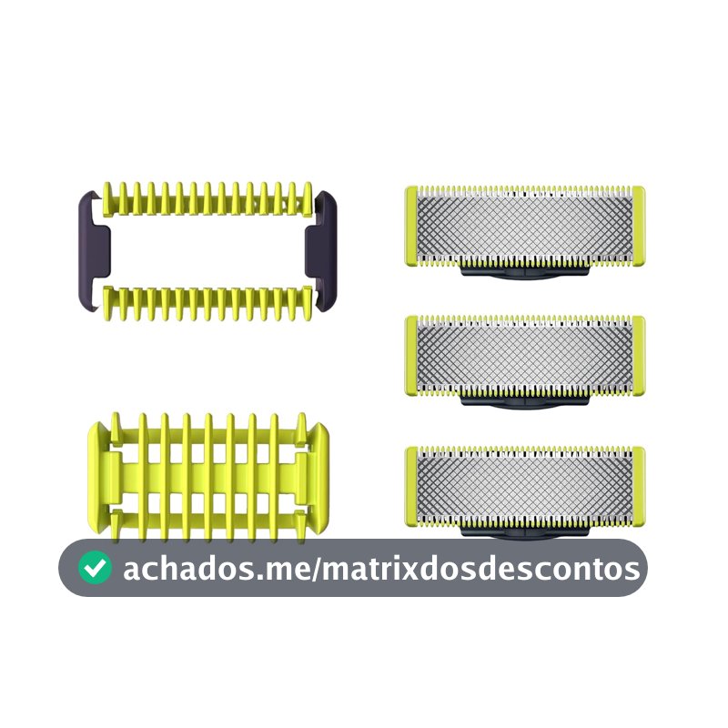 Lâminas de Reposição Originais Philips OneBlade QP630/51 Aço Inoxidável - Raspa, Apara e Contorna - Pacote com 3 un