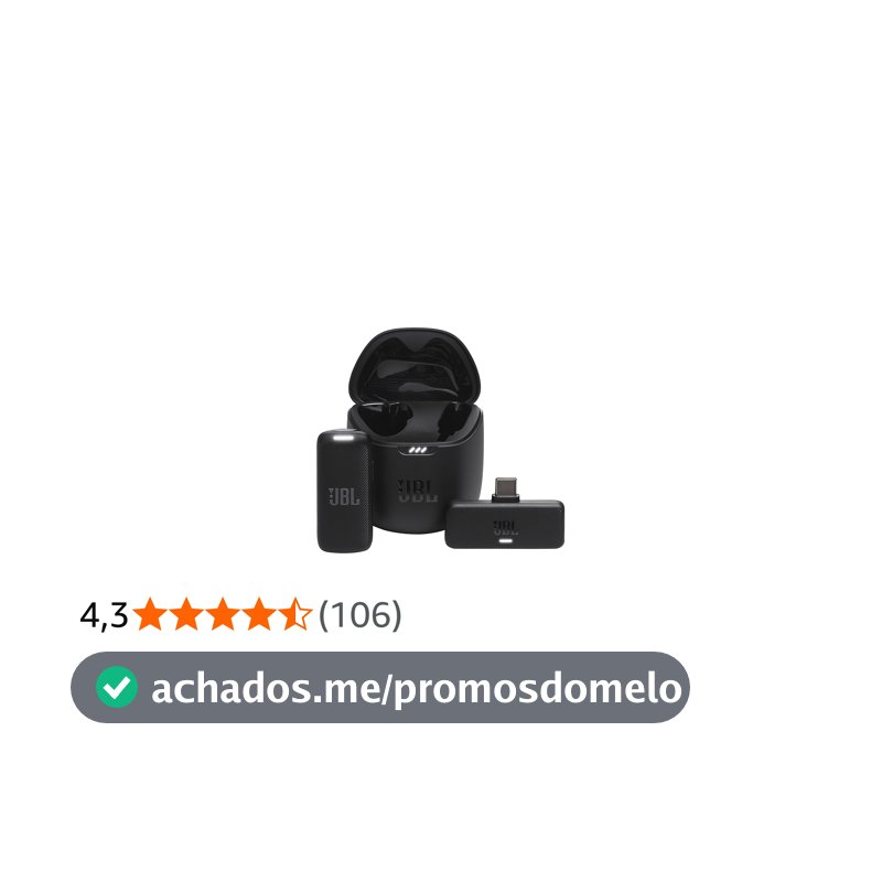 JBL, Microfone Sem Fio, Quantum Stream Wireless, Lapela, USB-C - Preto