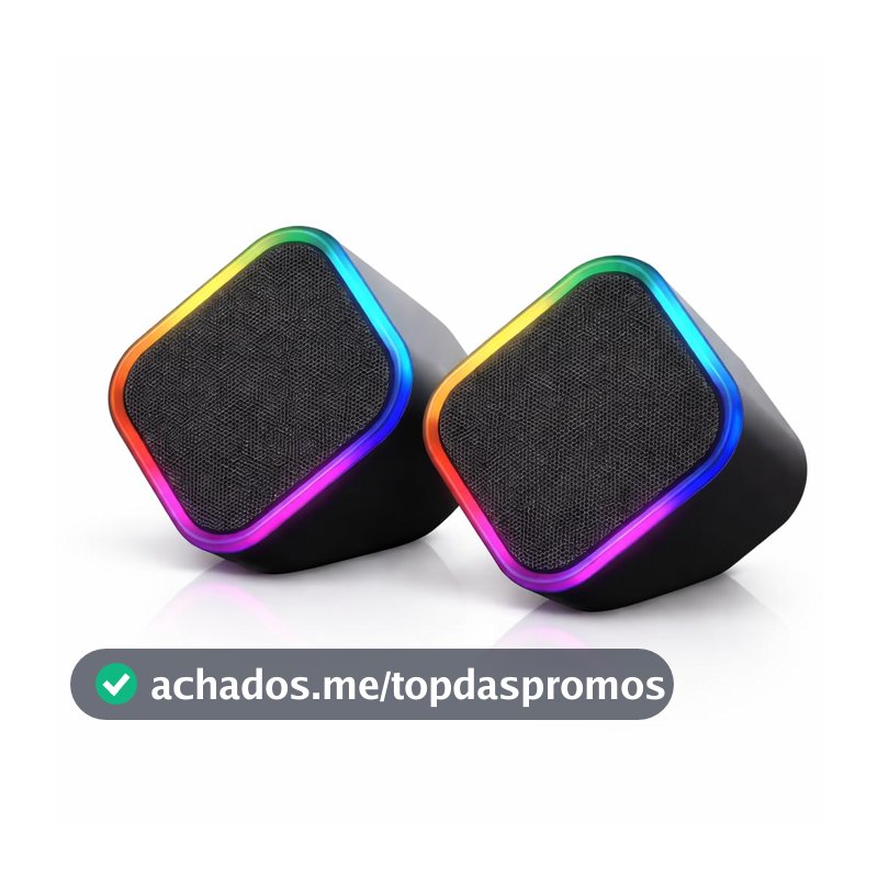 Caixa de Som para PC Gamer 6W RMS, Alto Falante Estéreo com Iluminação RGB, Alimentação USB e Áudio P2 3,5mm, Ajuste de Volume, Ideal para Notebook, Setup Gamer e Home Office