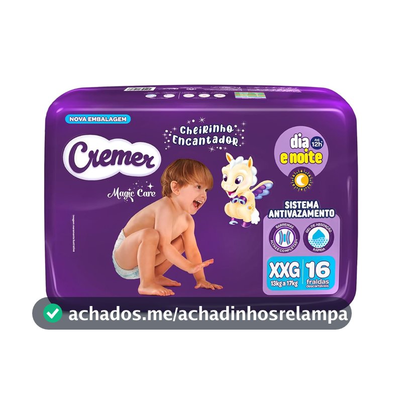 Fralda Cremer Jumbo XXG 16 Unidades