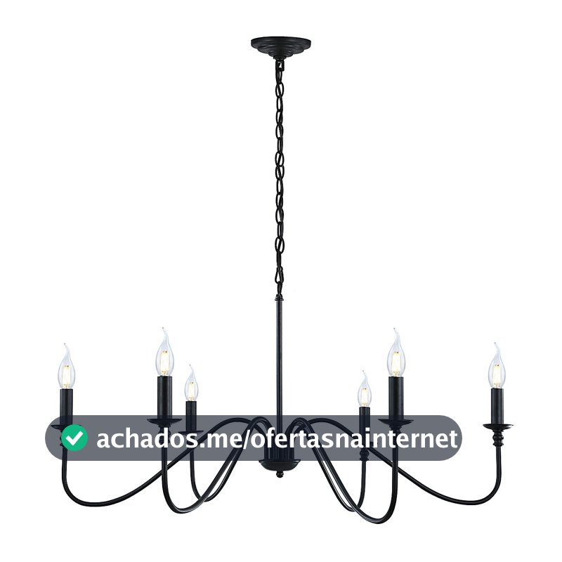 Lustre preto, lustres de ferro industriais rústicos de 6 lâmpadas para luminárias de sala de jantar pendurados, lustres para pendurar em vela para corredor, sala de estar, saguão, quarto, escritório, bar, luzes de ilha