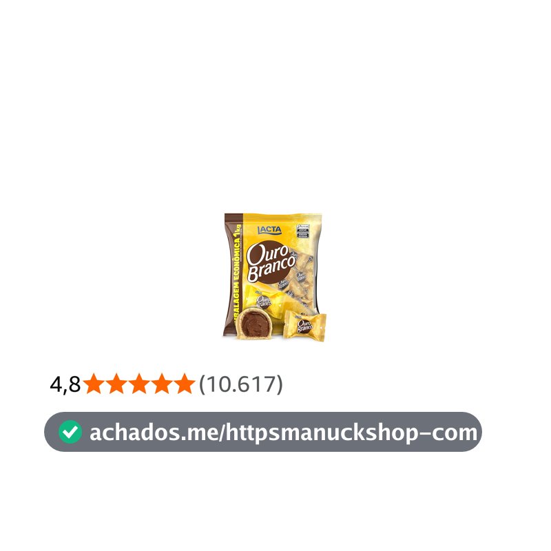 Lacta Ouro Branco - Wafer Recheado Sabor Chocolate Branco Pacote 1kg