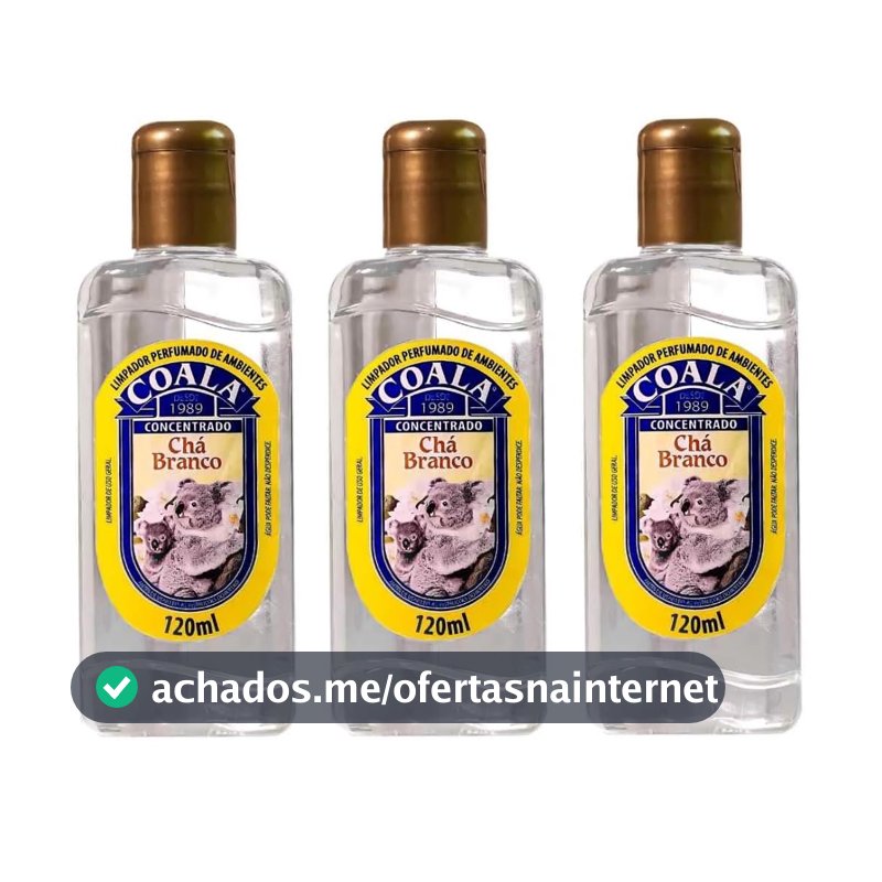 Kit 3 Limpador Perfumado de Ambiente 120ml Coala Cha Branco