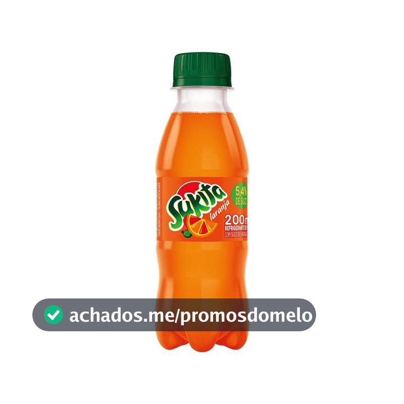 Refrigerante Sukita, Laranja, Garrafa 200ml, Pack com 12 unidades