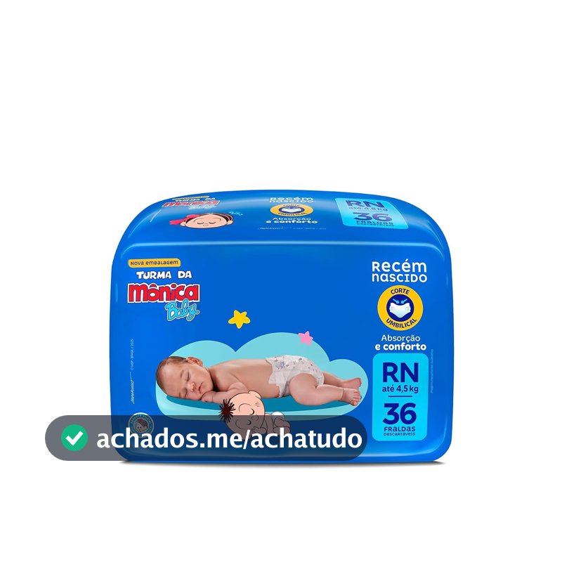Fralda Turma da Mônica Baby RN, 36 Unidades