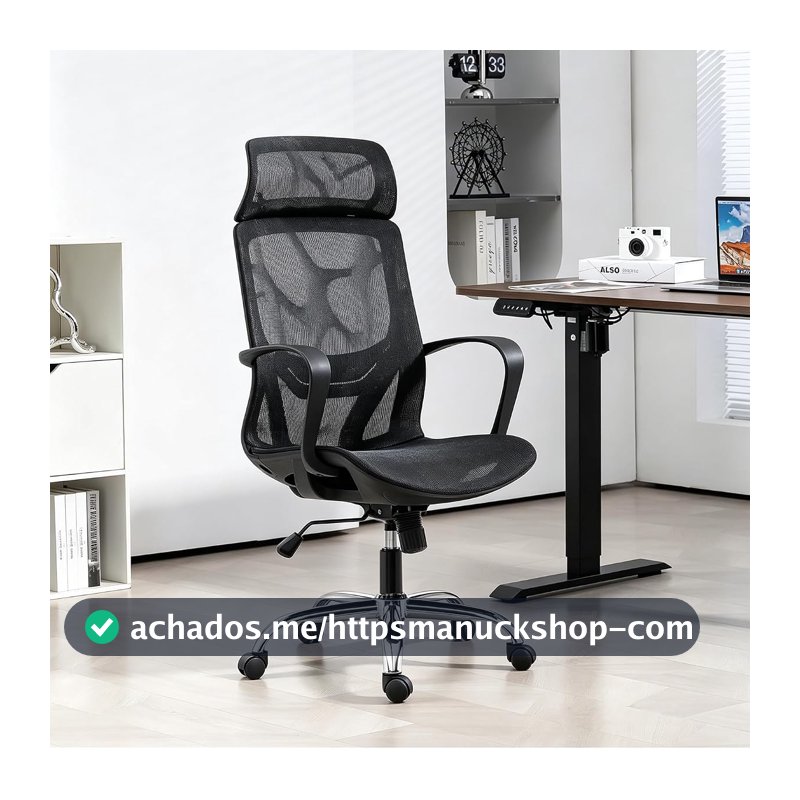 Cadeira de Escritório Ergonômica em Malha, Assento em Formato U, Altura Ajustável – Ideal para Escritório e Home Office (Preto)