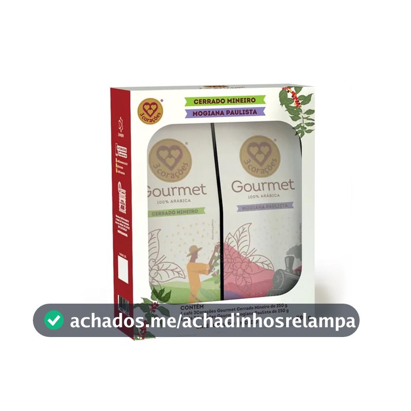 3 Corações Kit Café Gourmet Torrado e moído - Cerrado Mineiro e Mogiana Paulista, 2x250g