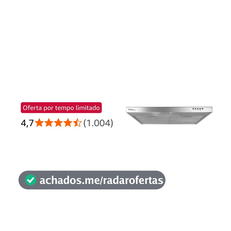 Philco Depurador, Slim Pdr60i, 150w, Cinza, 110v, Montagem debaixo do móvel