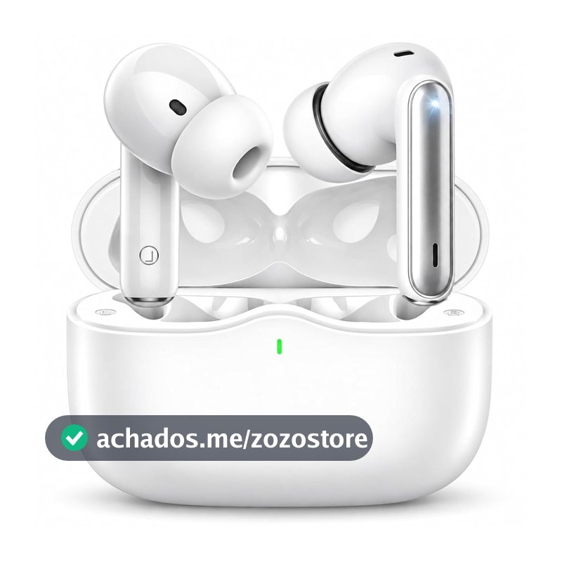 Fone De Ouvido Bluetooh Com Borrachinha, Sem Fio, Compatível Com Todo Celular, Cancelamento Ruído, Bateria Até 16 Horas, Microfone Para Chamadas, Controle Touch, Conecta no Notebook - Linha Premium