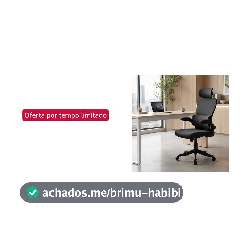 Laruno Cadeira de Escritório Almirante P600 Mesh Reclinável Preta 150kg