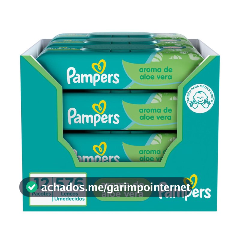 Lenços Umedecidos Pampers Aroma de Aloe Vera, 576 Unidades