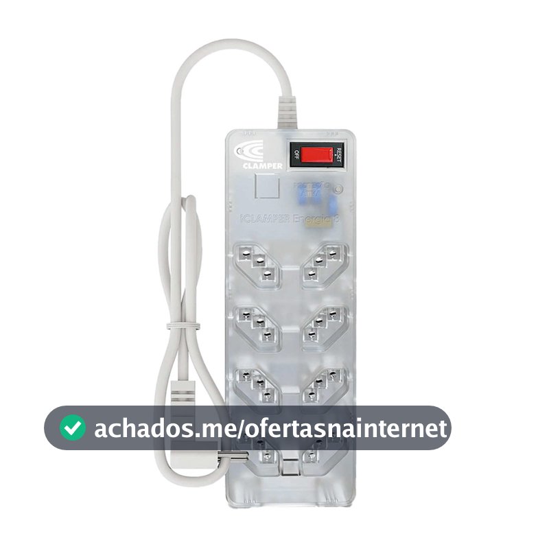 Filtro de Linha iCLAMPER Energia 8 com Proteção contra Surtos Elétricos(DPS) 8 Tomadas, 3 Pinos, 10 Amperes para PC, Notebook, Monitor, Impressora, PS5, Alexa e etc, Bivolt, Cabo de 1m Transparente