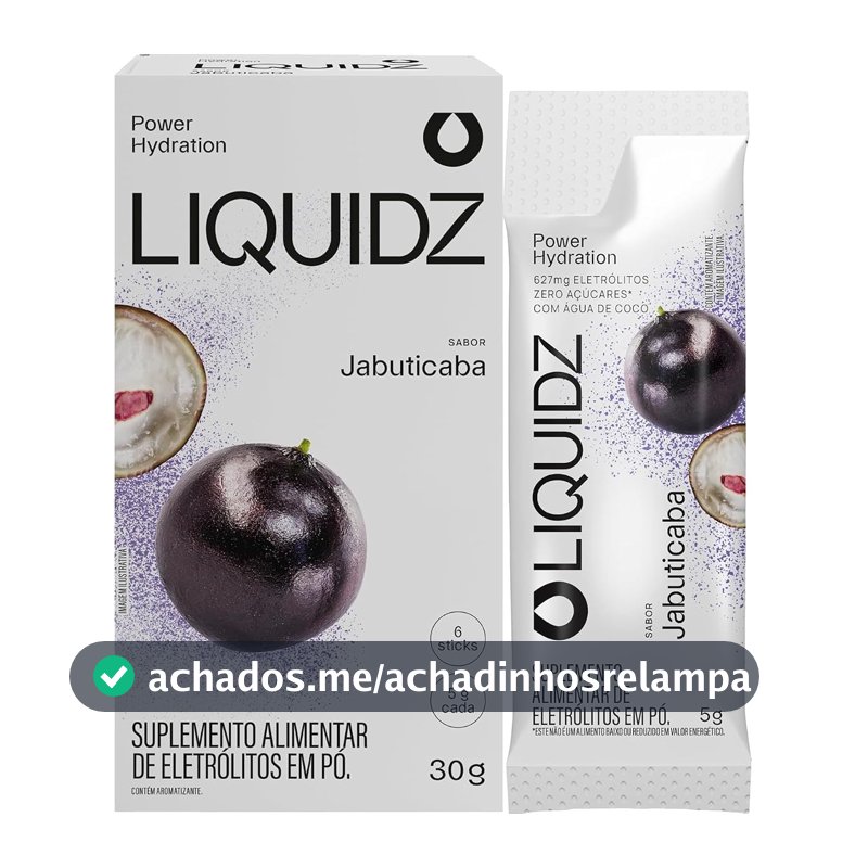 LIQUIDZ® - Eletrólitos Zero Açúcares - Sabor Jabuticaba - Kit 1 Caixa - 6 sachês
