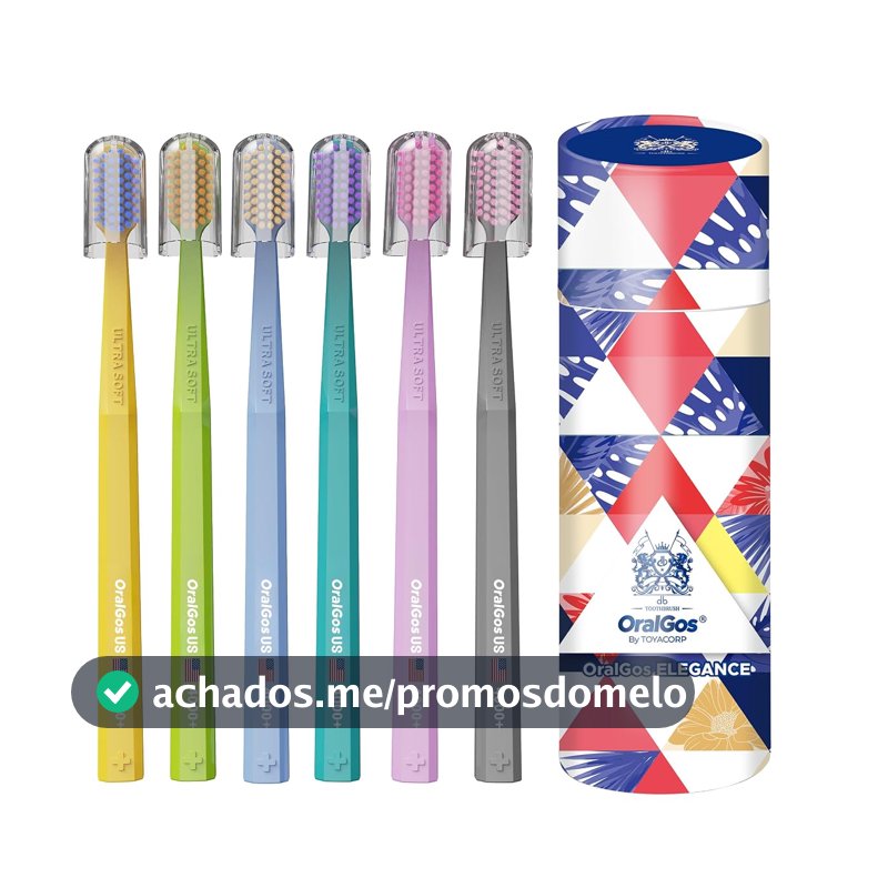 OralGos Escova de Dentes Premium 6 unidades Colorido, Cerdas Ultra Macias