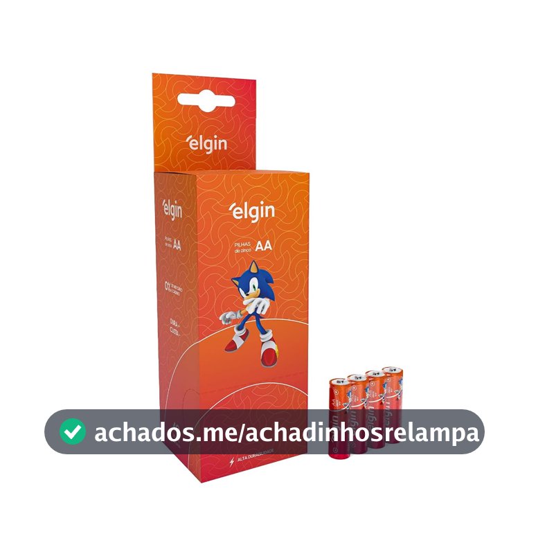 Caixa de Pilha AA com 40 Unidades, Elgin, Zinco, 1.5V