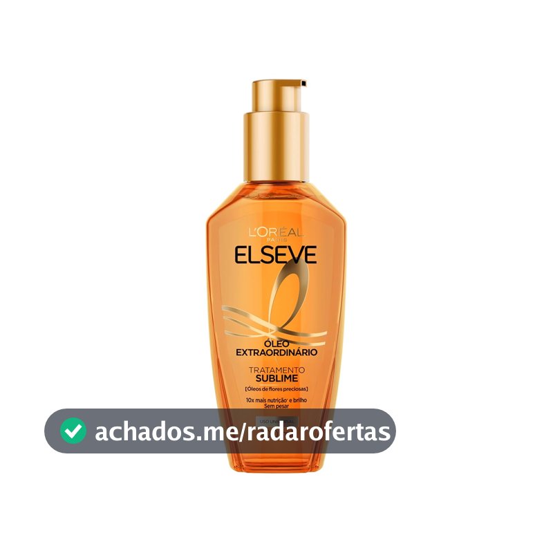 L'Oréal Paris Elseve Óleo Extraordinário Finalizador Capilar, Nutrição Profunda com 6 Óleos Preciosos, Anti-Frizz, Proteção Térmica até 230°C, Brilho Intenso para Todos os Tipos de Cabelo, 100ml