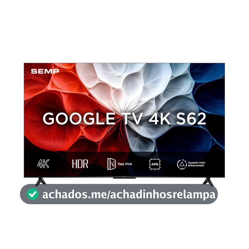 Smart TV Semp 43 Polegadas LED HVA 4K S62 WiFi Bluetooth Google TV 3 HDMI HDR10+ Dolby Audio 43S62