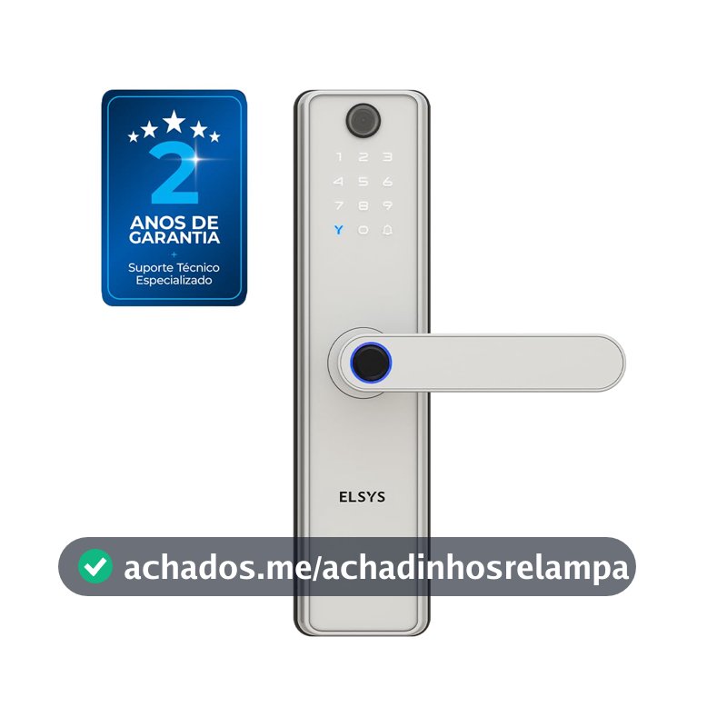 Fechadura Digital de Embutir, Wi-Fi com Biometria, Elsys, SAX, Prata - Abertura via Biometria, Senha Numérica, Aplicativo, Campainha