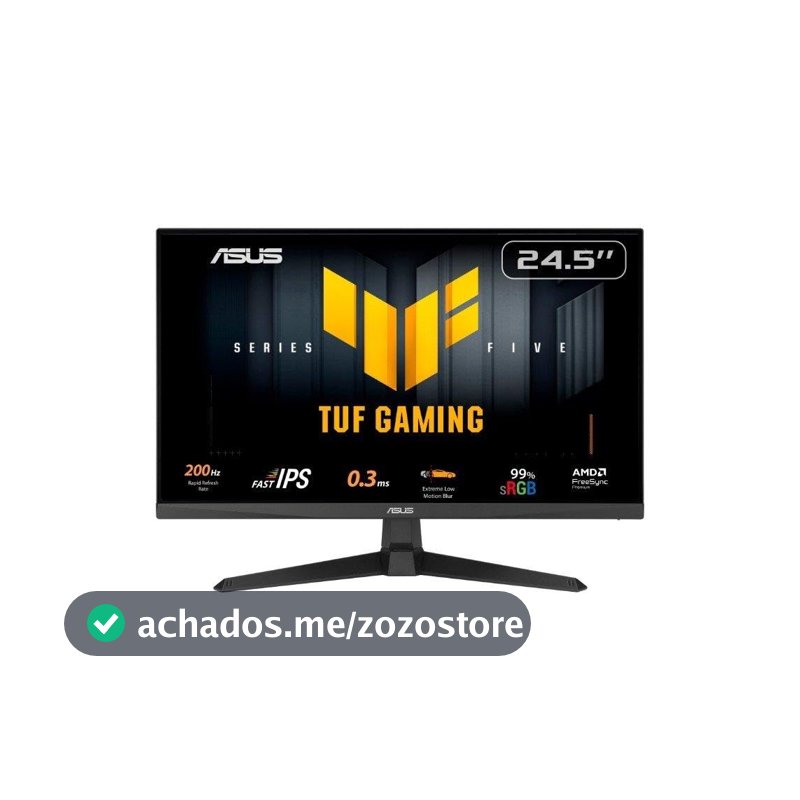 Monitor Gamer ASUS TUF 25", Full HD, 200Hz, 0.3ms, IPS, FreeSync Premium, Som Integrado, Preto - VG259Q5A