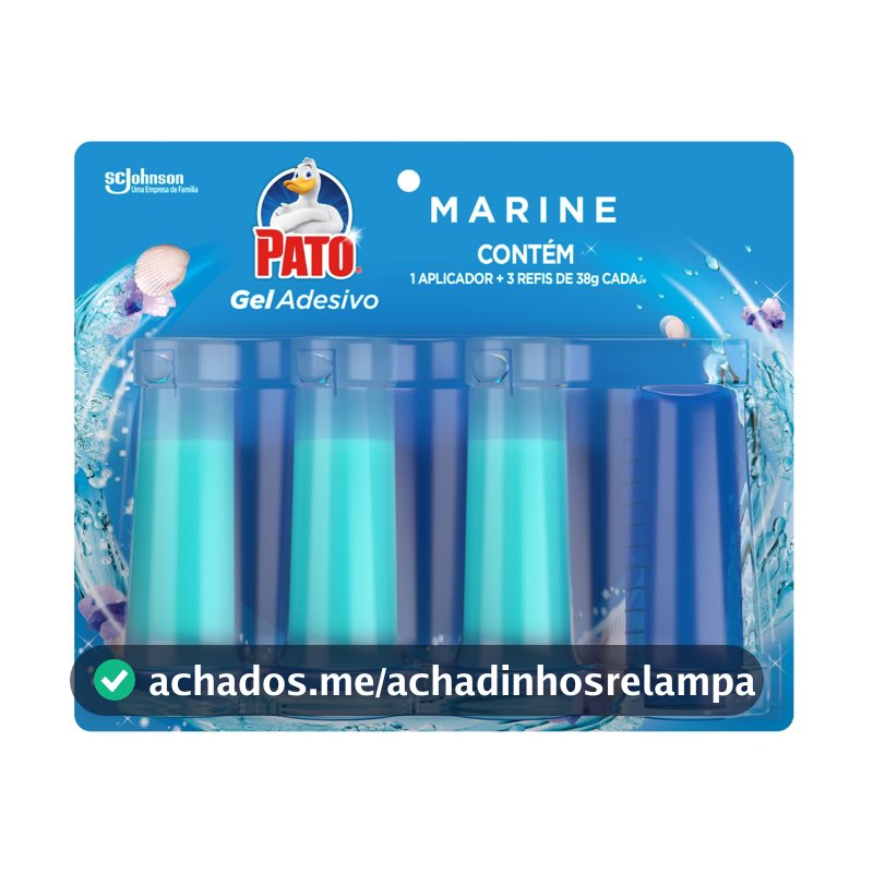 Pato Gel Adesivo Marine Perfumado, 1 Aplicador e 3 Refis 6 Discos