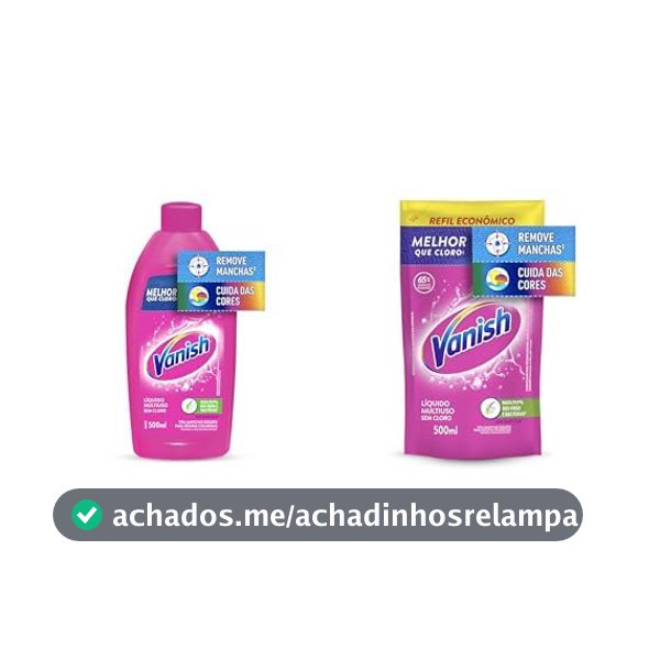 Kit Vanish Multiuso Tira Manchas Líquido para Roupas Coloridas 500ml + Refil 500ml