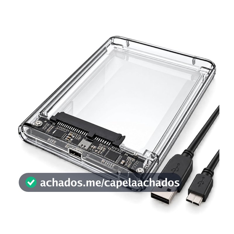 Case para HD/SSD Externo 2.5 SATA, Adaptador HD Notebook Portátil, Transferência Super Rápida Plug and Play